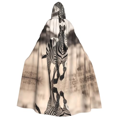 PHAYAH Galoppierendes Zebra-Halloween-Erwachsenen-Kapuzenumhang mit Kapuze für Damen und Herren, Halloween, Verkleidungsparty, Cosplay-Kostüme von PHAYAH