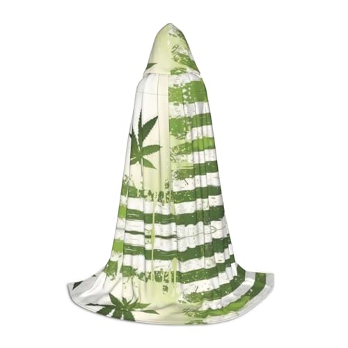 PHAYAH Gras-Topf-Blatt-Muster, Halloween-Erwachsenen-Bademantel, mit Kapuze, für Damen, Herren, Halloween, Verkleidung, Party, Cosplay, Kostüme, Größe L von PHAYAH
