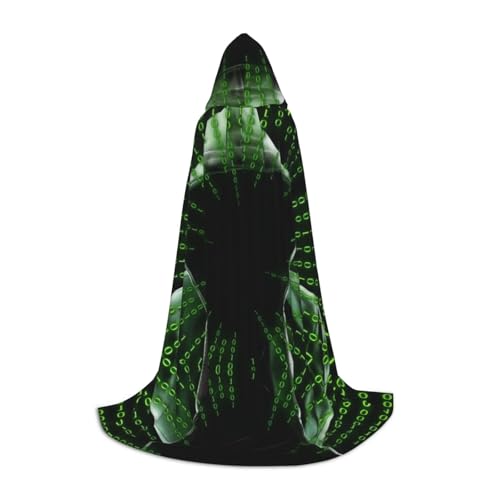 PHAYAH Hacker Attack Pattern Halloween Erwachsene Kapuzenmantel Umhang Damen Herren Halloween Dress Up Party Cosplay Kostüme S von PHAYAH