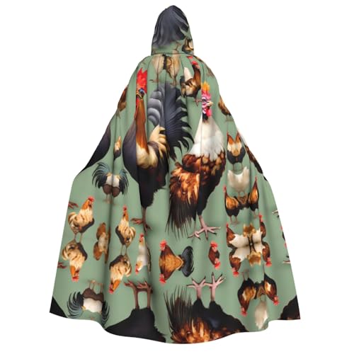 PHAYAH Hahn- und Huhn-Halloween-Umhang mit Kapuze für Erwachsene, für Damen, Herren, Halloween, Verkleidungsparty, Cosplay-Kostüme von PHAYAH