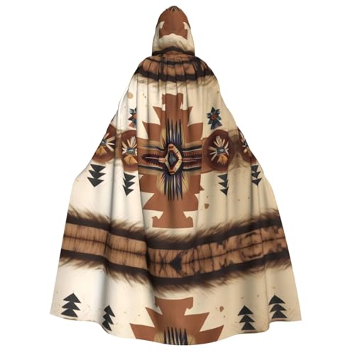 PHAYAH Indianer-Muster, Halloween, Erwachsenen-Kapuzenumhang mit Kapuze, Bademantel, Damen, Herren, Halloween, Verkleidung, Party, Cosplay-Kostüme von PHAYAH