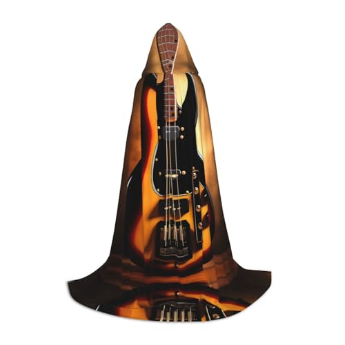 PHAYAH Instrumentalisches Gitarrenmuster, Halloween, Hexe, Hexerei, Kapuzenmantel, Umhang, Weihnachts-Kapuzenpullover, Cosplay, Maskerade, Partykleid, Geschenk, Kostüm, Größe M von PHAYAH