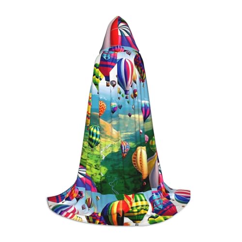 PHAYAH Kapuzenponcho mit Heißluftballon-Muster, Unisex, Weihnachts-Kapuzenpullover für Cosplay, Halloween, Kostüm, Party, Maskerade, Größe M von PHAYAH
