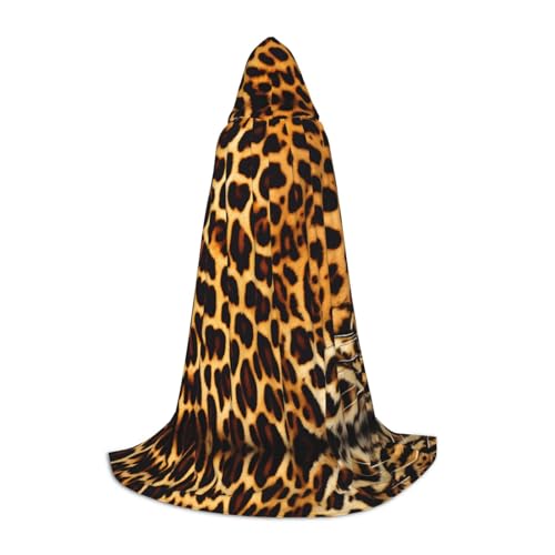 PHAYAH Kapuzenponcho mit Leopardenmuster, Unisex, Weihnachts-Kapuzenpullover für Cosplay, Halloween, Kostüm, Party, Maskerade, Größe L von PHAYAH