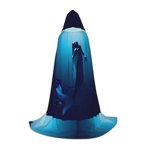 PHAYAH Kapuzenponcho mit Meerjungfrauen-Muster, Unisex, Weihnachts-Kapuzenpullover für Cosplay, Halloween, Kostüm, Party, Maskerade, Größe L von PHAYAH