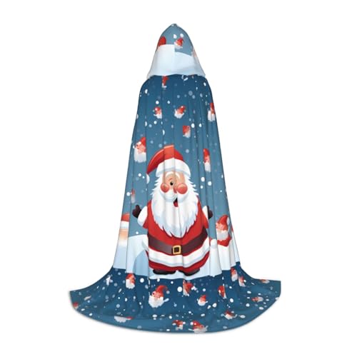 PHAYAH Kapuzenponcho mit Weihnachtsmann im Schnee, Unisex, Weihnachts-Kapuzenpullover für Cosplay, Halloween, Kostüm, Party, Maskerade, Größe M von PHAYAH