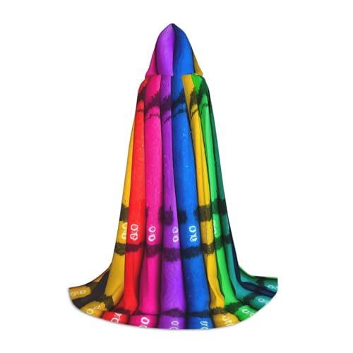 PHAYAH Kapuzenponcho mit buntem Buntstift-Muster, Unisex, Weihnachts-Kapuzenpullover für Cosplay, Halloween, Kostüm, Party, Maskerade, Größe M von PHAYAH