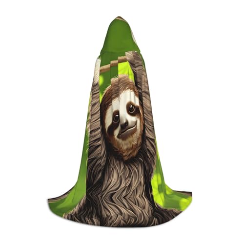 PHAYAH Kapuzenponcho mit niedlichem Faultier-Muster, Unisex, Weihnachts-Kapuzenpullover für Cosplay, Halloween, Kostüm, Party, Maskerade, Größe S von PHAYAH