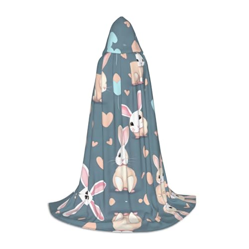 PHAYAH Kapuzenponcho mit niedlichem Hasenmuster, Unisex, Weihnachts-Kapuzenpullover für Cosplay, Halloween, Kostüm, Party, Maskerade, Größe S von PHAYAH