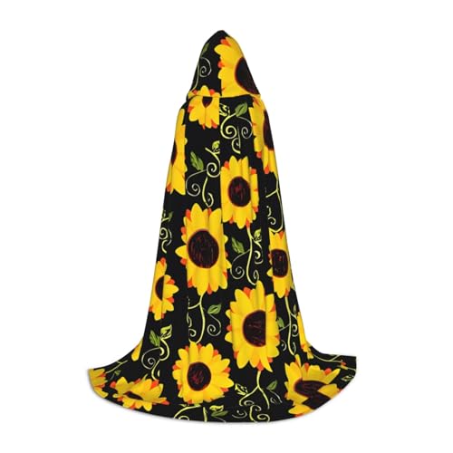 PHAYAH Kapuzenponcho mit süßem Sonnenblumenmuster, Unisex, Weihnachts-Kapuzenpullover für Cosplay, Halloween, Kostüm, Party, Maskerade, Größe L von PHAYAH