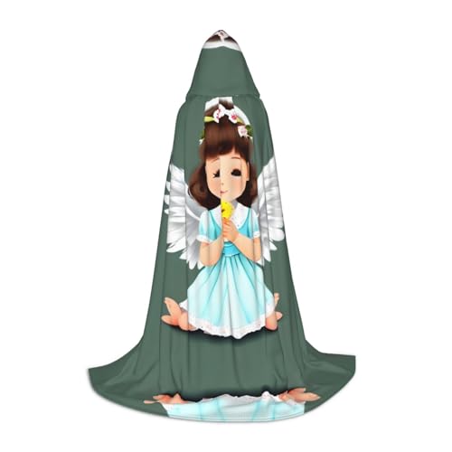 PHAYAH Kapuzenponcho mit süßem kleinen Engel-Muster, Unisex, Weihnachts-Kapuzenpullover für Cosplay, Halloween, Kostüm, Party, Maskerade, Größe S von PHAYAH