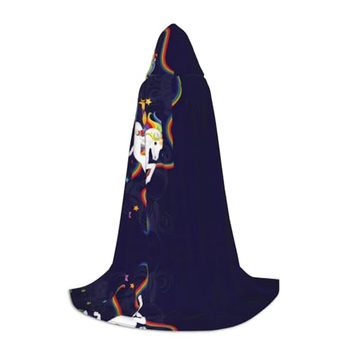 PHAYAH Kapuzenumhang für Erwachsene, Regenbogen-Muster, für Maskerade, Cosplay, Halloween, Hexenumhang, Weihnachten, Party, Robe, Größe L von PHAYAH