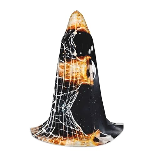PHAYAH Kapuzenumhang mit Fußball-Feuer-Muster, für Maskerade, Cosplay, Halloween, Hexenumhang, Weihnachten, Party, Robe, Größe M PHAYAH Kapuzenumhang mit Fußball-Feuer-Muster, für Maskerade, Cosplay, Halloween, Hexenumhang, Weihnachten, Party, Robe, Größe M von PHAYAH