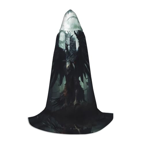 PHAYAH Kapuzenumhang mit Monsterhaken-Muster, Hexe, Halloween-Kostüme für Cosplay, Kostüm, Maskerade, Damen und Herren, Größe M von PHAYAH