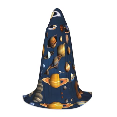 PHAYAH Kapuzenumhang mit Sonnensystem, Planetenmuster, Hexe, Halloween-Kostüme für Cosplay, Maskerade, Damen und Herren, Bademantel, Größe M von PHAYAH
