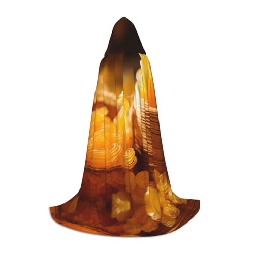 PHAYAH Kapuzenumhang mit Süßigkeitenmann-Muster, Hexe, Halloween-Kostüme für Cosplay, Kostüm, Maskerade, Damen und Herren, Größe L von PHAYAH