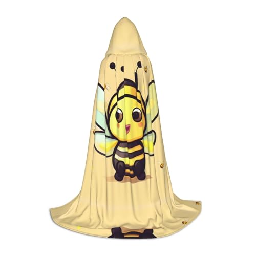 PHAYAH Kapuzenumhang mit gelbem Bienenmuster für Erwachsene, Maskerade, Cosplay, Halloween, Hexenumhang, Weihnachten, Party, Robe, Größe M von PHAYAH