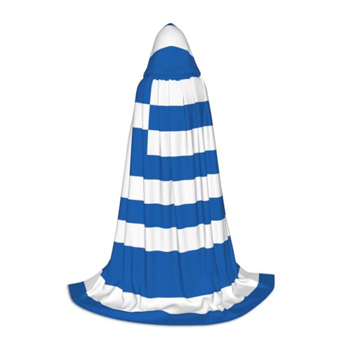 PHAYAH Kapuzenumhang mit griechischer Flagge, für Erwachsene, Maskerade, Cosplay, Halloween, Hexenumhang, Weihnachten, Party, Robe, Größe S von PHAYAH
