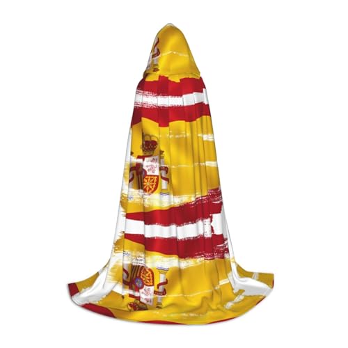 PHAYAH Kapuzenumhang mit spanischer Flagge, für Erwachsene, Maskerade, Cosplay, Halloween, Hexenumhang, Weihnachten, Party, Robe, Größe L von PHAYAH