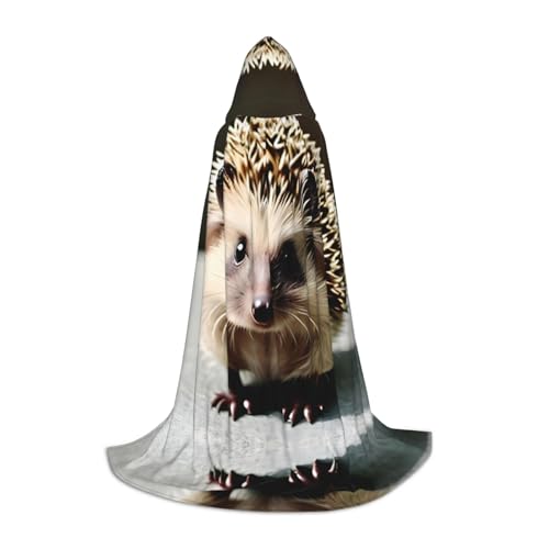 PHAYAH Kapuzenumhang mit süßem Igel-Muster, Hexe, Halloween-Kostüme für Cosplay, Maskerade, Damen und Herren, Größe L von PHAYAH