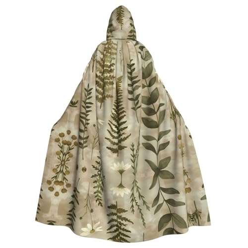 PHAYAH Langer Kapuzenumhang mit Blumen, Blätter, Zweigen, Polyester, Hexe, Halloween-Kostüme für Cosplay, Kostüm für Damen und Herren von PHAYAH
