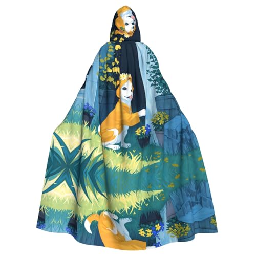 PHAYAH Langer Kapuzenumhang mit Blumenarrangement für Welpen, Polyester, Hexe, Halloween-Kostüme für Cosplay-Kostüm, Damen und Herren PHAYAH Langer Kapuzenumhang mit Blumenarrangement für Welpen, Polyester, Hexe, Halloween-Kostüme für Cosplay-Kostüm, Damen und Herren von PHAYAH