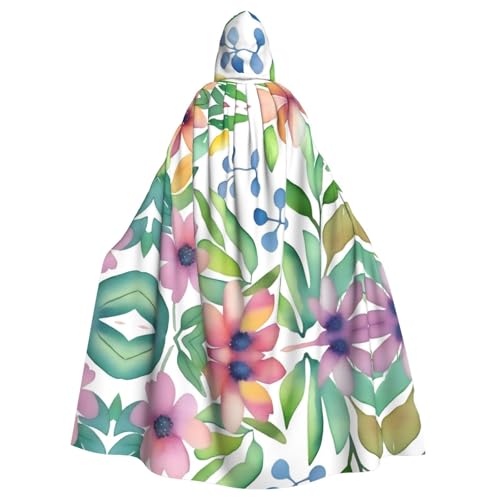PHAYAH Langer Kapuzenumhang mit Blumenzweigen, Polyester, Hexe, Halloween-Kostüme für Cosplay-Kostüm, Damen und Herren von PHAYAH