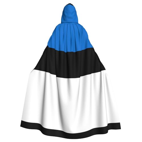 PHAYAH Langer Kapuzenumhang mit Flagge Estlands, Polyester, Hexe, Halloween-Kostüme für Cosplay, Kostüm, Damen und Herren von PHAYAH
