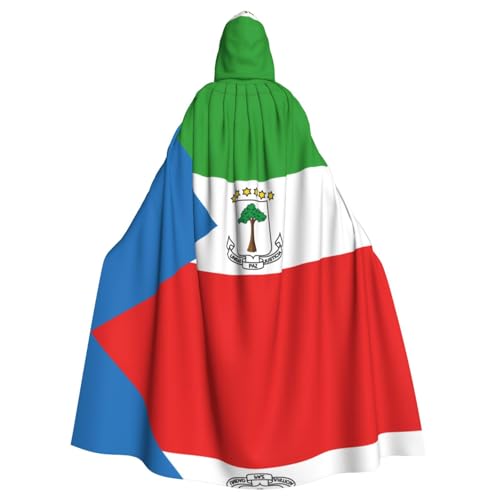 PHAYAH Langer Kapuzenumhang mit Flagge von Äquatorialguinea, Polyester, Hexe, Halloween-Kostüme für Cosplay-Kostüm, Damen und Herren von PHAYAH