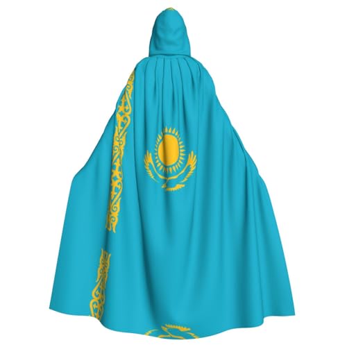 PHAYAH Langer Kapuzenumhang mit Flagge von Kasachstan, Polyester, Hexe, Halloween-Kostüme für Cosplay, Kostüm für Damen und Herren PHAYAH Langer Kapuzenumhang mit Flagge von Kasachstan, Polyester, Hexe, Halloween-Kostüme für Cosplay, Kostüm für Damen und Herren von PHAYAH