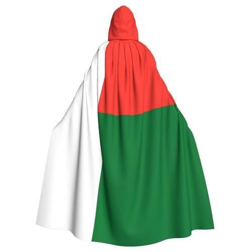 PHAYAH Langer Kapuzenumhang mit Flagge von Madagaskar, Polyester, Hexe, Halloween-Kostüme für Cosplay-Kostüm, Damen und Herren von PHAYAH