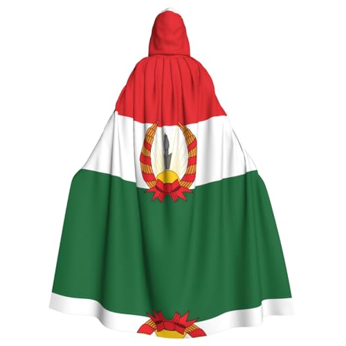 PHAYAH Langer Kapuzenumhang mit Flagge von Mahabad, Polyester, Hexe, Halloween-Kostüme für Cosplay-Kostüm, Damen und Herren von PHAYAH