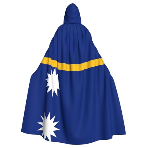 PHAYAH Langer Kapuzenumhang mit Flagge von Nauru, Polyester, Hexe, Halloween-Kostüme für Cosplay, Kostüm für Damen und Herren von PHAYAH