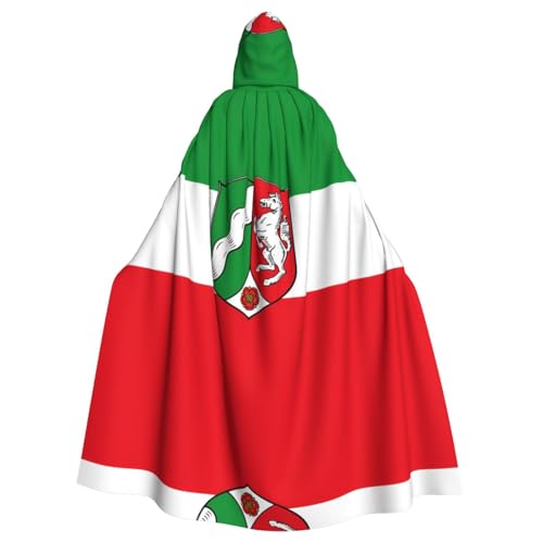 PHAYAH Langer Kapuzenumhang mit Flagge von Nordrhein-Westfalen, Polyester, Umhang, Hexe, Halloween-Kostüme für Cosplay, Kostüm für Damen und Herren PHAYAH Langer Kapuzenumhang mit Flagge von Nordrhein-Westfalen, Polyester, Umhang, Hexe, Halloween-Kostüme für Cosplay, Kostüm für Damen und Herren von PHAYAH