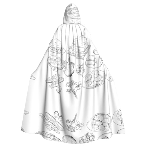 PHAYAH Langer Kapuzenumhang mit Gemüse und Nudeln, Polyester, Hexe, Halloween-Kostüme für Cosplay, für Damen und Herren von PHAYAH