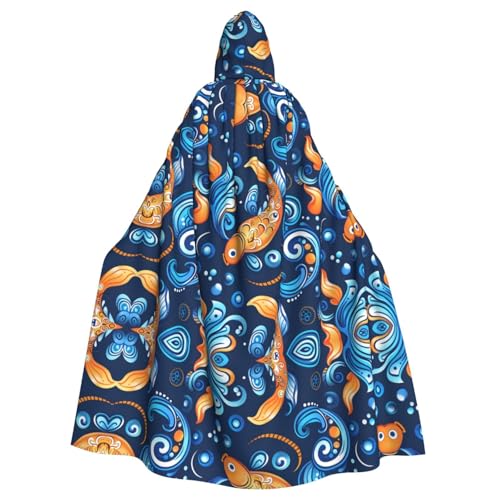 PHAYAH Langer Kapuzenumhang mit Welle und Fisch, Polyester, Hexe, Halloween-Kostüme für Cosplay-Kostüm, Damen und Herren PHAYAH Langer Kapuzenumhang mit Welle und Fisch, Polyester, Hexe, Halloween-Kostüme für Cosplay-Kostüm, Damen und Herren von PHAYAH