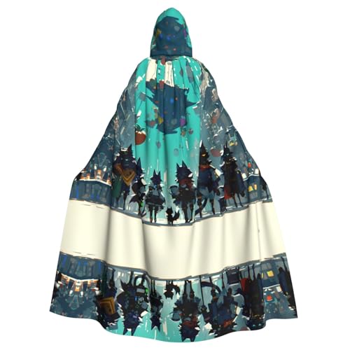 PHAYAH Langer Kapuzenumhang mit Werwolf auf der Straße, Polyester, Hexe, Halloween-Kostüme für Cosplay, für Damen und Herren PHAYAH Langer Kapuzenumhang mit Werwolf auf der Straße, Polyester, Hexe, Halloween-Kostüme für Cosplay, für Damen und Herren von PHAYAH