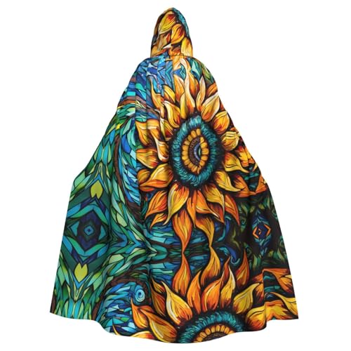 PHAYAH Langer Kapuzenumhang mit drehender Sonnenblume, Polyester, Hexe, Halloween-Kostüme für Cosplay, für Damen und Herren PHAYAH Langer Kapuzenumhang mit drehender Sonnenblume, Polyester, Hexe, Halloween-Kostüme für Cosplay, für Damen und Herren von PHAYAH