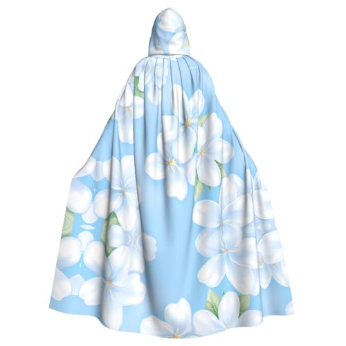 PHAYAH Langer Kapuzenumhang mit weißer Blume, Polyester, Hexe, Halloween-Kostüme für Cosplay-Kostüm, Damen und Herren von PHAYAH