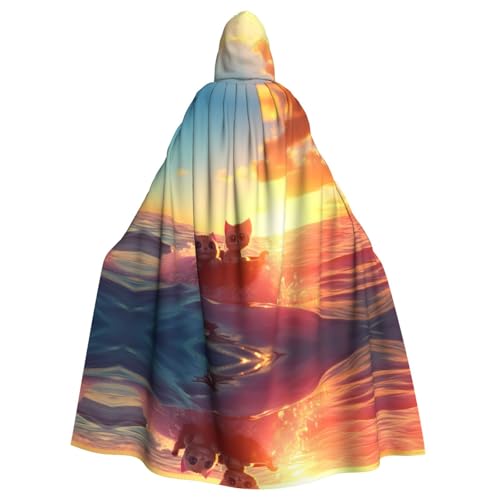 PHAYAH Langer Kapuzenumhang mit zwei Katzen auf einem Boot, Polyester, Hexe, Halloween-Kostüme für Cosplay-Kostüm, Damen und Herren PHAYAH Langer Kapuzenumhang mit zwei Katzen auf einem Boot, Polyester, Hexe, Halloween-Kostüme für Cosplay-Kostüm, Damen und Herren von PHAYAH