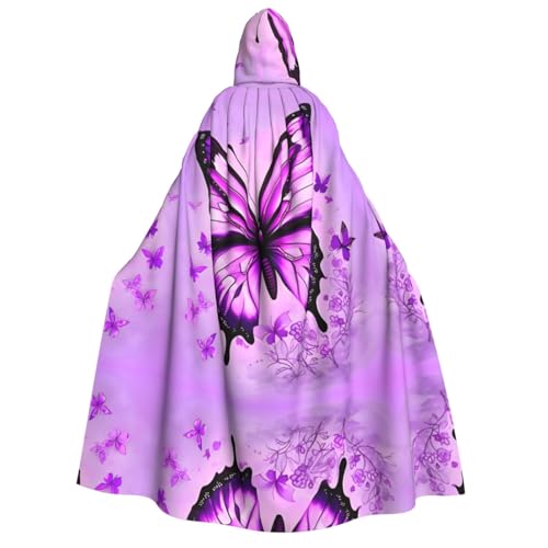 PHAYAH Lila Schmetterling Halloween Erwachsene Kapuzenumhang Kapuzenmantel Damen Herren Halloween Dress Up Party Cosplay Kostüme von PHAYAH