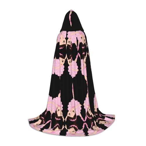 PHAYAH Little Ballerina Tanzendes Mädchen Muster Halloween Erwachsene Kapuzenmantel Umhang Damen Herren Halloween Dress Up Party Cosplay Kostüme S von PHAYAH