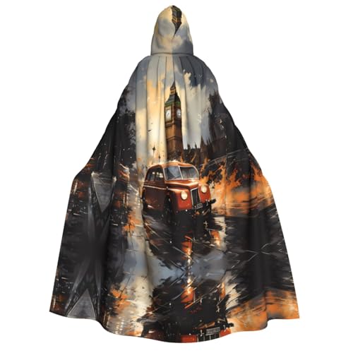 PHAYAH London Color Taxi Halloween Erwachsene Kapuzenumhang Kapuzenmantel Damen Herren Halloween Dress Up Party Cosplay Kostüme von PHAYAH
