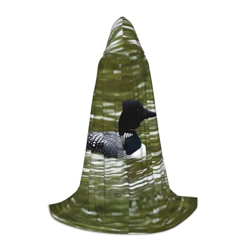PHAYAH Loon Nature Kapuzenponcho mit Vogelmuster, Unisex, Weihnachts-Kapuzenpullover für Cosplay, Halloween, Kostüm, Party, Maskerade, Größe S von PHAYAH