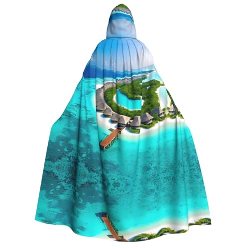 PHAYAH Malediven Scenery Halloween Erwachsene Kapuzenumhang Kapuzenmantel Damen Herren Halloween Dress Up Party Cosplay Kostüme von PHAYAH