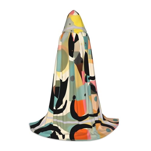 PHAYAH Mid-Century Modern Art Katzenmuster Kapuzenponcho Unisex Weihnachten Hoodie für Cosplay Halloween Kostüm Party Maskerade L von PHAYAH