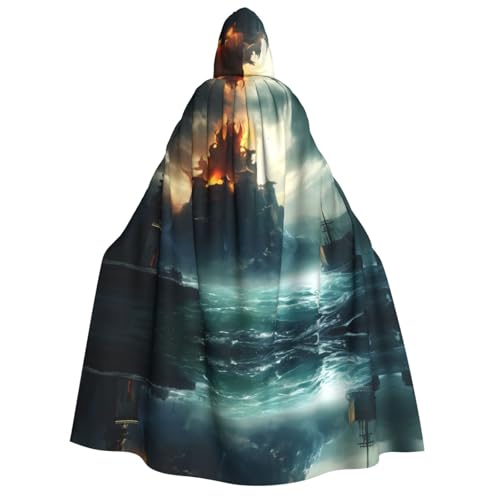 PHAYAH Mysterious City In The Sea Halloween Erwachsene Kapuzenumhang Kapuzenmantel Damen Herren Halloween Dress Up Party Cosplay Kostüme von PHAYAH