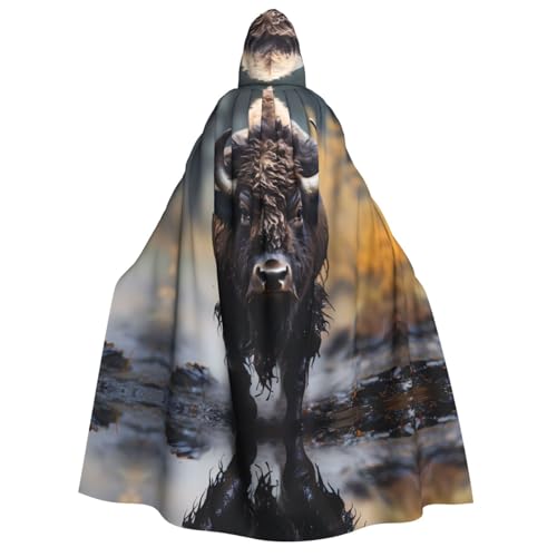 PHAYAH Nordamerikanischer Bison Halloween Erwachsene Kapuzenumhang Kapuzenmantel Damen Herren Halloween Dress Up Party Cosplay Kostüme PHAYAH Nordamerikanischer Bison Halloween Erwachsene Kapuzenumhang Kapuzenmantel Damen Herren Halloween Dress Up Party Cosplay Kostüme von PHAYAH