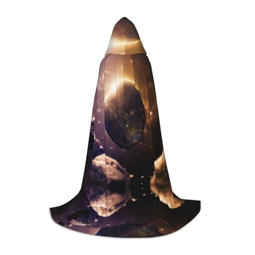 PHAYAH Planetenmuster Halloween Erwachsene Kapuzenmantel Umhang Damen Herren Halloween Dress Up Party Cosplay Kostüme S von PHAYAH
