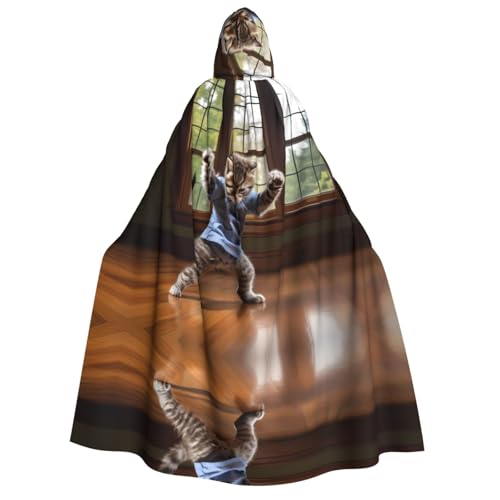 PHAYAH Punching-Katze Halloween Erwachsene Kapuzenumhang Kapuzenmantel Damen Herren Halloween Dress Up Party Cosplay Kostüme von PHAYAH